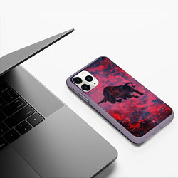 Чехол iPhone 11 Pro матовый Бык, цвет: 3D-серый — фото 2