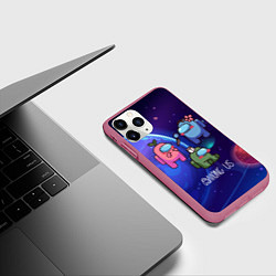 Чехол iPhone 11 Pro матовый Among Us Space, цвет: 3D-малиновый — фото 2