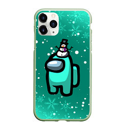 Чехол iPhone 11 Pro матовый AMONG US - СНЕЖНЫЙ, цвет: 3D-салатовый