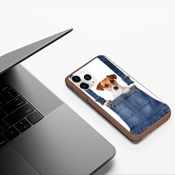 Чехол iPhone 11 Pro матовый ЩЕНОК В КАРМАШКЕ, цвет: 3D-коричневый — фото 2