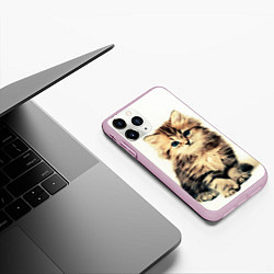 Чехол iPhone 11 Pro матовый Котёнок, цвет: 3D-розовый — фото 2