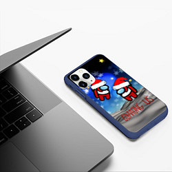 Чехол iPhone 11 Pro матовый Among Us, цвет: 3D-тёмно-синий — фото 2