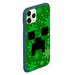 Чехол iPhone 11 Pro матовый ЗИМНИЙ MINECRAFT, цвет: 3D-тёмно-синий — фото 2