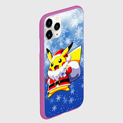 Чехол iPhone 11 Pro матовый НОВОГОДНИЙ ПИКАЧУ, цвет: 3D-фиолетовый — фото 2