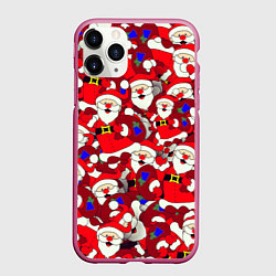 Чехол iPhone 11 Pro матовый Дед Санта, цвет: 3D-малиновый