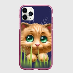 Чехол iPhone 11 Pro матовый Зелёная трава, цвет: 3D-малиновый