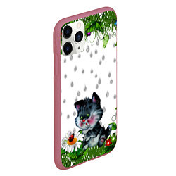 Чехол iPhone 11 Pro матовый Котёнок, цвет: 3D-малиновый — фото 2