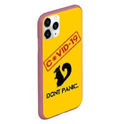 Чехол iPhone 11 Pro матовый Dont Panic covid-19, цвет: 3D-малиновый — фото 2