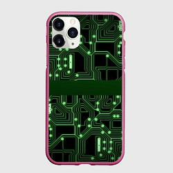 Чехол iPhone 11 Pro матовый Неоновая схема, цвет: 3D-малиновый