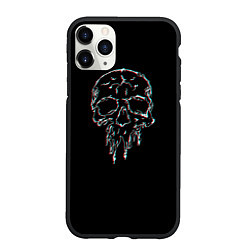 Чехол iPhone 11 Pro матовый Skull Glitch, цвет: 3D-черный