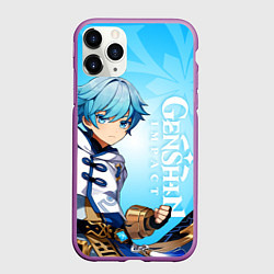 Чехол iPhone 11 Pro матовый GENSHIN IMPACT, ЧЖУН ЮНЬ, цвет: 3D-фиолетовый