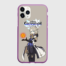 Чехол iPhone 11 Pro матовый Genshin impactАльбедо, цвет: 3D-фиолетовый