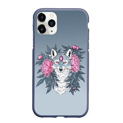 Чехол iPhone 11 Pro матовый Тотем волка и цветы, цвет: 3D-серый