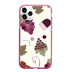 Чехол iPhone 11 Pro матовый Виноград и винишко, цвет: 3D-малиновый