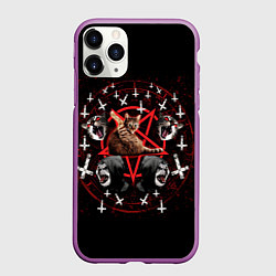 Чехол iPhone 11 Pro матовый Satanic Cat, цвет: 3D-фиолетовый
