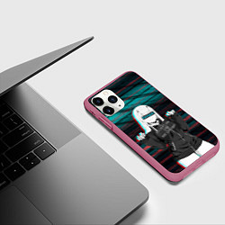 Чехол iPhone 11 Pro матовый Zero Two Senpai, цвет: 3D-малиновый — фото 2