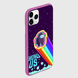 Чехол iPhone 11 Pro матовый AMONG US neon rainbow, цвет: 3D-фиолетовый — фото 2