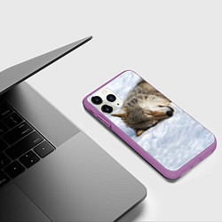 Чехол iPhone 11 Pro матовый Спящий Волк, цвет: 3D-фиолетовый — фото 2
