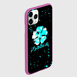 Чехол iPhone 11 Pro матовый Черный клевер, цвет: 3D-фиолетовый — фото 2