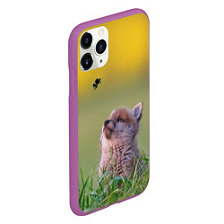 Чехол iPhone 11 Pro матовый Лисенок и пчелка, цвет: 3D-фиолетовый — фото 2