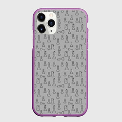 Чехол iPhone 11 Pro матовый Шахматы, цвет: 3D-фиолетовый