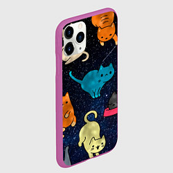 Чехол iPhone 11 Pro матовый Космические котики, цвет: 3D-фиолетовый — фото 2