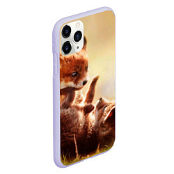 Чехол iPhone 11 Pro матовый Лисята играют, цвет: 3D-светло-сиреневый — фото 2