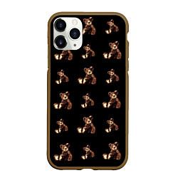 Чехол iPhone 11 Pro матовый Плюшевый Мишка Паттерн, цвет: 3D-коричневый