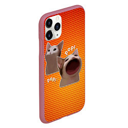 Чехол iPhone 11 Pro матовый Cat Pop Мем, цвет: 3D-малиновый — фото 2