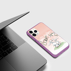 Чехол iPhone 11 Pro матовый Люблю тебя, цвет: 3D-фиолетовый — фото 2