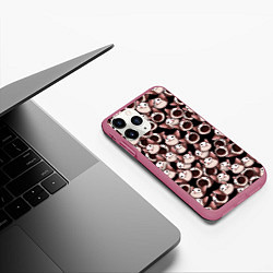 Чехол iPhone 11 Pro матовый Popping cats, цвет: 3D-малиновый — фото 2