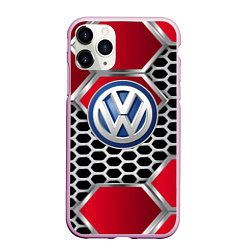 Чехол iPhone 11 Pro матовый VOLKSWAGEN, цвет: 3D-розовый