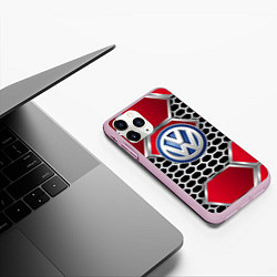 Чехол iPhone 11 Pro матовый VOLKSWAGEN, цвет: 3D-розовый — фото 2