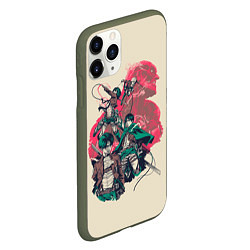 Чехол iPhone 11 Pro матовый Attack on titan Атака титан, цвет: 3D-темно-зеленый — фото 2