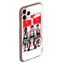 Чехол iPhone 11 Pro матовый Attack on titan Атака титан, цвет: 3D-коричневый — фото 2