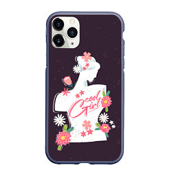 Чехол iPhone 11 Pro матовый Cool Girl, цвет: 3D-серый