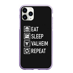 Чехол iPhone 11 Pro матовый EatSleepValheimRepeat, цвет: 3D-светло-сиреневый