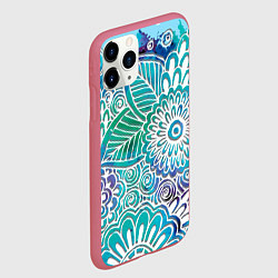 Чехол iPhone 11 Pro матовый Цветочный узор, цвет: 3D-малиновый — фото 2