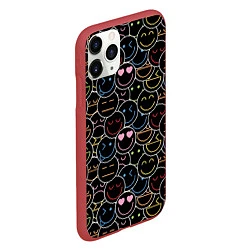 Чехол iPhone 11 Pro матовый SLAVA MARLOW - Неоновые смайлы, цвет: 3D-красный — фото 2