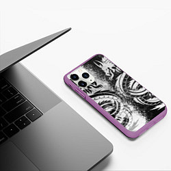 Чехол iPhone 11 Pro матовый ДРАКОНЫ DRAGONS, цвет: 3D-фиолетовый — фото 2