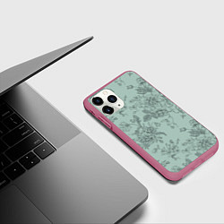 Чехол iPhone 11 Pro матовый Пионы и розы, цвет: 3D-малиновый — фото 2