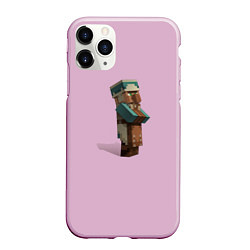 Чехол iPhone 11 Pro матовый Чехол Житель из майнкрафта, цвет: 3D-розовый