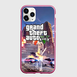 Чехол iPhone 11 Pro матовый ЭКШЕН Grand Theft Auto V, цвет: 3D-малиновый