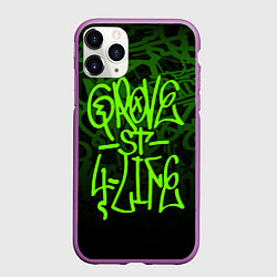 Чехол iPhone 11 Pro матовый ГТА GTA GROVE STREET 4 LIF, цвет: 3D-фиолетовый