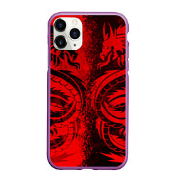 Чехол iPhone 11 Pro матовый BLACK RED DRAGONS TATOO