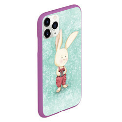Чехол iPhone 11 Pro матовый Зайчик с подарком, цвет: 3D-фиолетовый — фото 2