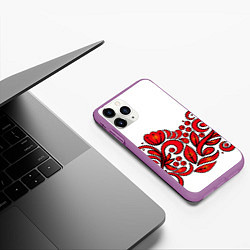 Чехол iPhone 11 Pro матовый ХОХЛОМА, цвет: 3D-фиолетовый — фото 2