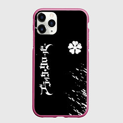 Чехол iPhone 11 Pro матовый Черный клевер, цвет: 3D-малиновый