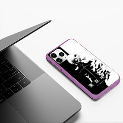 Чехол iPhone 11 Pro матовый Токийский гуль черно белый Кен, цвет: 3D-фиолетовый — фото 2