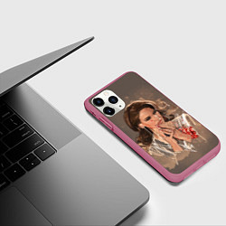 Чехол iPhone 11 Pro матовый Lana del rey, цвет: 3D-малиновый — фото 2